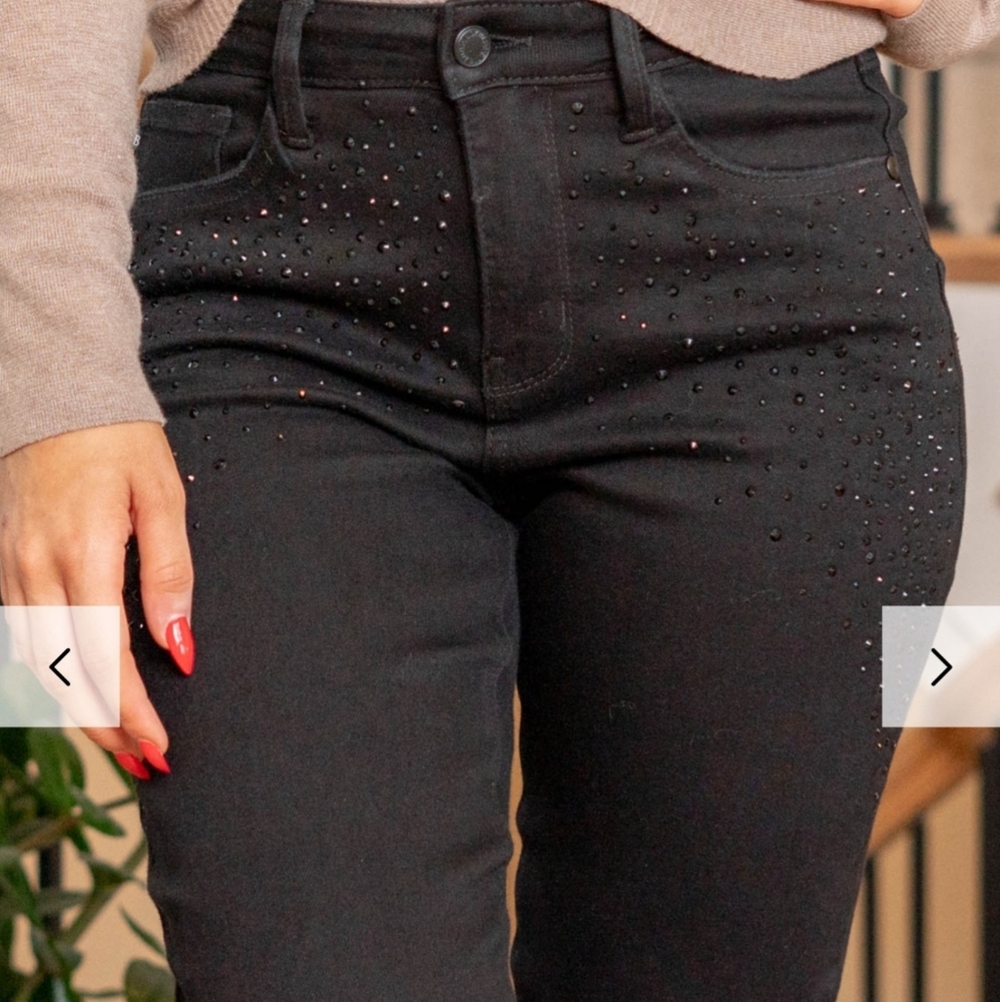 Rhinestone Slim Fit Jeans in Black by Judy Blue JB88809
